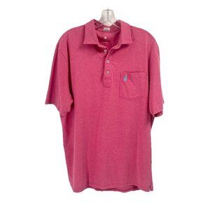 Johnnie-O Hangin' Out Pink Nantucket Red Cotton Polo Shirt Sz Mens Large